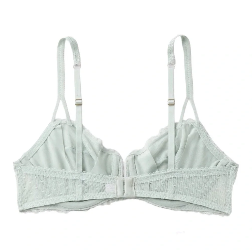 Auden Light Green Unlined Balconette Coverage Lace Underwire Bra